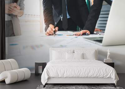 businessman working with documents in office Wall mural