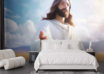 Depiction of Jesus Christ - Jesus Christ Ressurection and Blessing to Humanity - Imagination of Redemption and Faith Wall mural