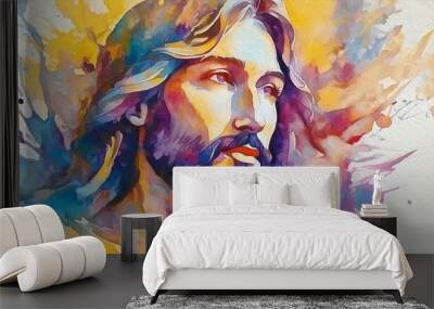 Portrait of Christ - Depiction of Jesus Christ - Peaceful and Calming Image - Savior of Humanity and Mankind - Image of Christianity - The Shepherd from Jerusalem - Artwork  Wall mural