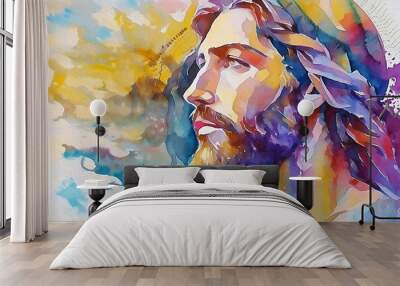 Portrait of Christ - Depiction of Jesus Christ - Peaceful and Calming Image - Savior of Humanity and Mankind - Image of Christianity - The Shepherd from Jerusalem - Artwork  Wall mural