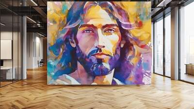 Portrait of Christ - Depiction of Jesus Christ - Peaceful and Calming Image - Savior of Humanity and Mankind - Image of Christianity - The Shepherd from Jerusalem - Artwork  Wall mural