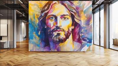 Portrait of Christ - Depiction of Jesus Christ - Peaceful and Calming Image - Savior of Humanity and Mankind - Image of Christianity - The Shepherd from Jerusalem - Artwork  Wall mural