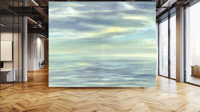 Morning sky cloud reflections on water watercolor Wall mural