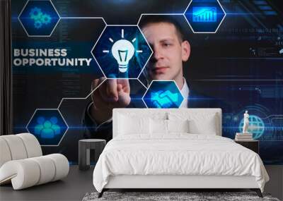 Business, Technology, Internet and network concept. Young busine Wall mural