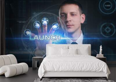 Business, Technology, Internet and network concept. Young busine Wall mural