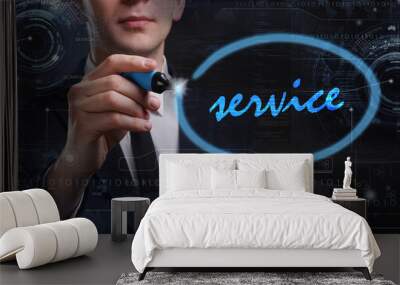 Business, Technology, Internet and network concept. Young busine Wall mural