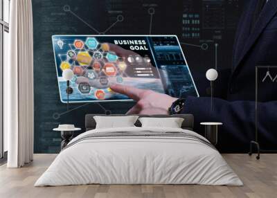 Business, Technology, Internet and network concept. Young busine Wall mural