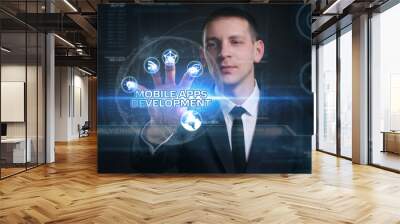 Business, Technology, Internet and network concept. Young busine Wall mural