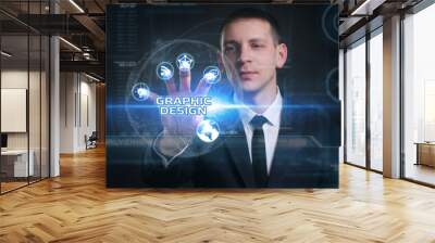 Business, Technology, Internet and network concept. Young busine Wall mural