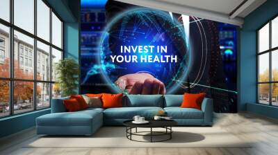 Business, Technology, Internet and network concept. Young busine Wall mural