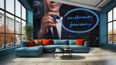 Business, Technology, Internet and network concept. Young busine Wall mural