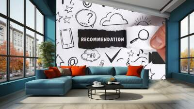 Business, Technology, Internet and network concept. Young businessman shows the word: Recommendation Wall mural