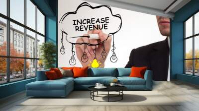 Business, technology, internet and networking concept. Young entrepreneur showing keyword: Increase revenue Wall mural