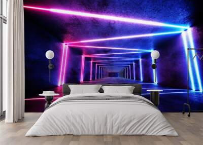 Cyberpunk neon electronic style disco background concept. Wall mural