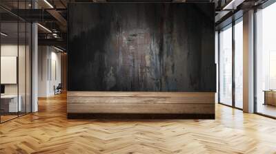 dark background wall with empty table, for montage of product Wall mural