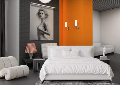 modern interior with the fashionable picture. Wall mural