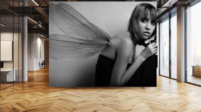 portrait of girl with wings Wall mural