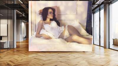 Sensual woman in bedroom Wall mural