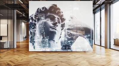 Statue vapor wave background concept Wall mural