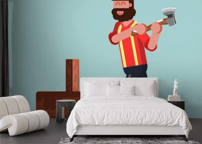 Lumberjack chopping wood Wall mural