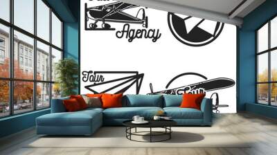 Vintage tour agency emblems Wall mural