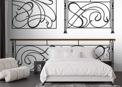 Set of silhouettes of iron fences Wall mural