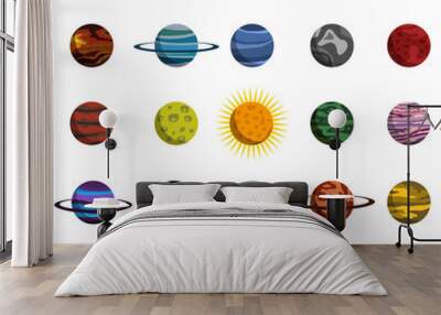 planet of the solar system flat icon set Wall mural