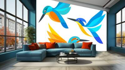 Stylized Birds in flight - Kingfishers Wall mural