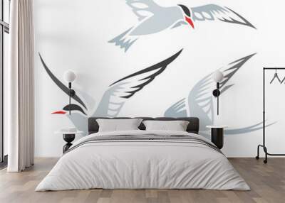 Stylized Birds - Terns Wall mural