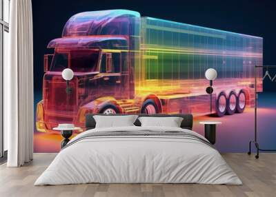 Transparent Semi-Truck Render Wall mural