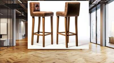 Two Brown Leather Bar Stools Wall mural