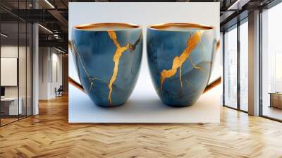 Two Crackled Mugs with Golden Veins Wall mural