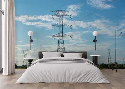 High current voltage towers in Colombian landscape Wall mural