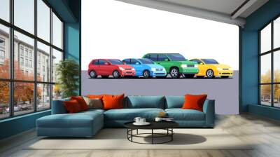 Cars are parked in a row Wall mural