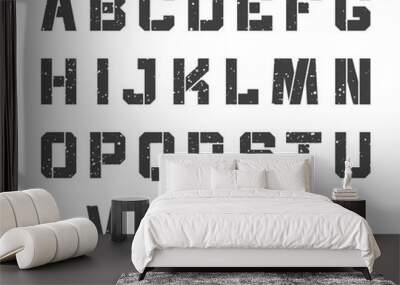 Stencil alphabet letters in grunge style. Vector typeset design isolated on white background Wall mural