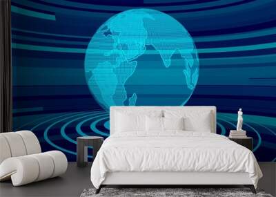 Background for news release. News background with globe map triangles for global earth world geography . Wall mural