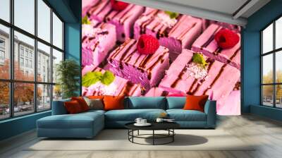 Fresh raspberry cake Wall mural