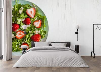 Salad with arugula,strawberries and cheese Wall mural