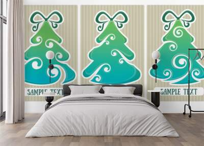 vector collection of decorative Christmas trees tags and backgro Wall mural