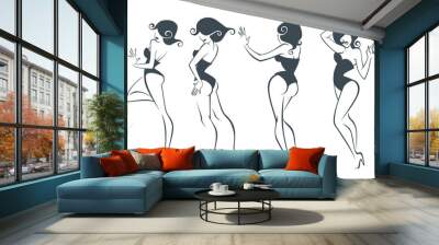 vector collection of stylized cartoon pin up girls in different Wall mural