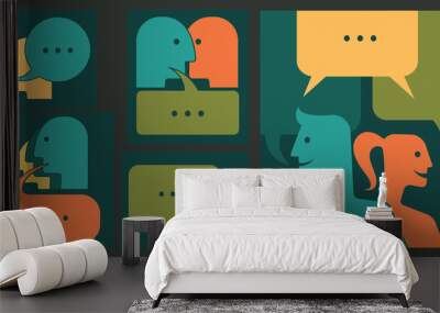 vector communication icons and illustrations Wall mural