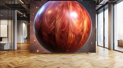 A 3D illustration of a mahogany sphere. showcasing the rich grain and texture of this luxurious wood. Wall mural