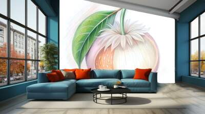 A detailed. hand drawn illustration of a Quandong fruit. showcasing its unique texture and intricate details. Wall mural