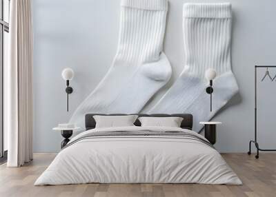 A pair of crisp white socks. perfect for adding a touch of cleanliness and simplicity to your designs. Wall mural