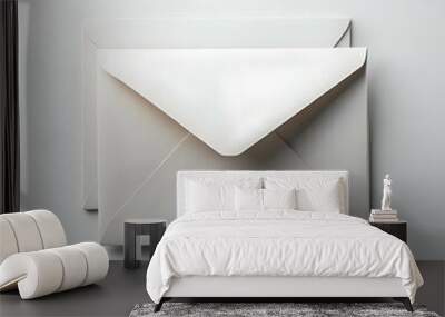 A simple. clean shot of two white envelopes stacked on a white background. Wall mural