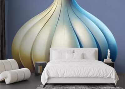 A stunning 3D illustration of a stylized golden and blue garlic bulb. Wall mural