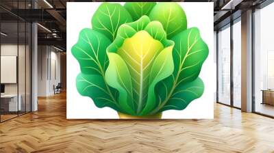 A vibrant 3D illustration of a fresh. green Lactuca. perfect for representing health. nature. and vegetarianism. Wall mural