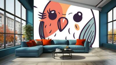 Cute cartoon bird. Vector illustration of a cute little bird. Wall mural