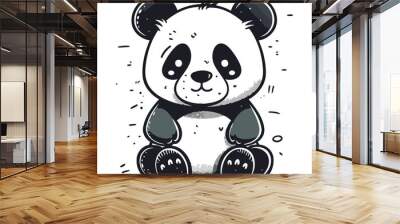 Cute cartoon panda vector illustration. Hand drawn panda. Wall mural