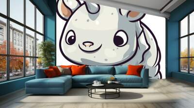 Cute Rhinoceros Animal Cartoon Character Vector Illustration. Wall mural